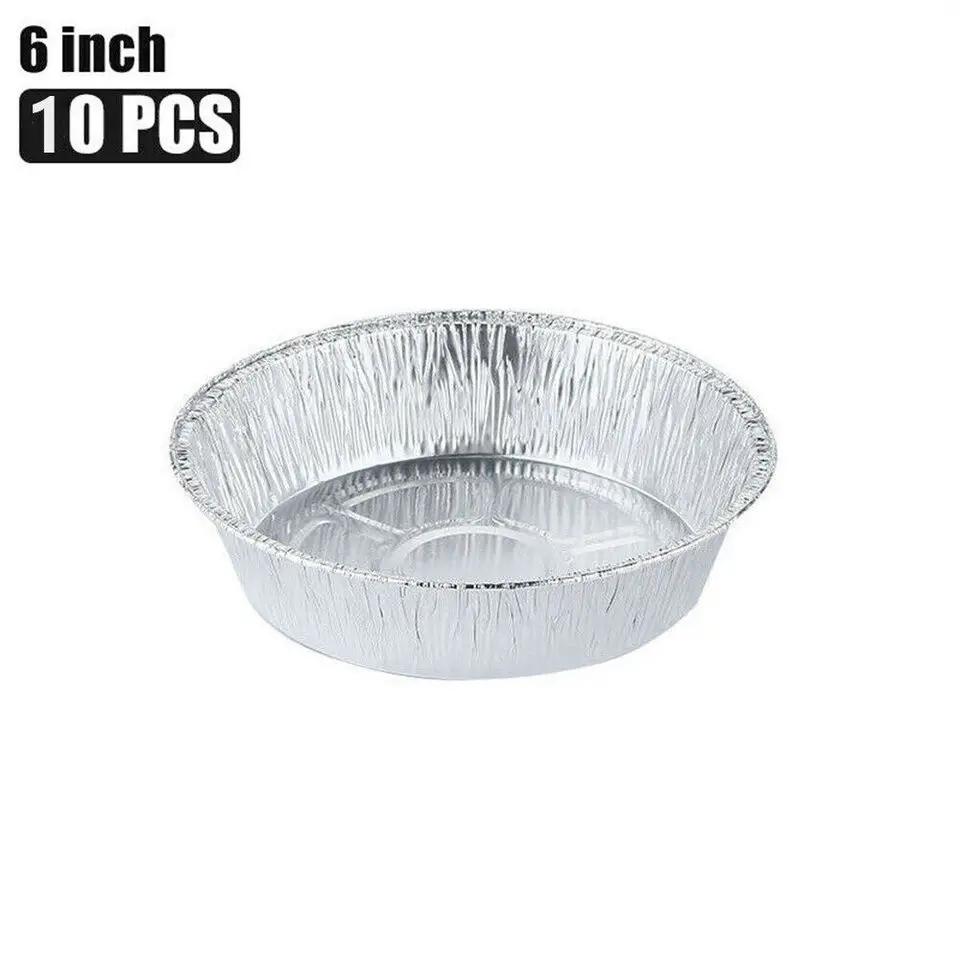 

10pcs Air Fryer Aluminium Foil Trays Round Containers Tin Box Disposable Steaming Basket Kitchen Baking Tool BBQ Drip Pan Tray