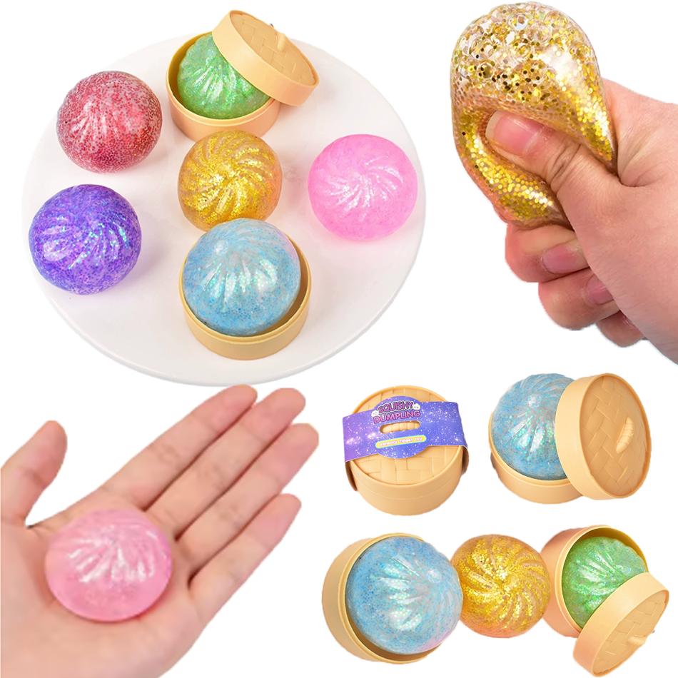 Rainbow Dumpling Squishy Soft Slow Rebound Sensory Squeeze Toy Stress Relief Ball for Anxiety ADHD Autism Funny Gift for Kids