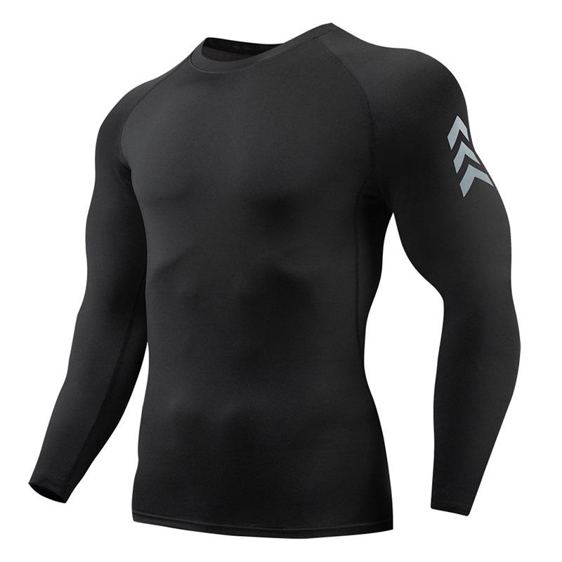 Men's Quick-drying Breathable Long-sleeved Outdoor Running Printing Sports Compression Tight-fitting Fitness Training T-shirt