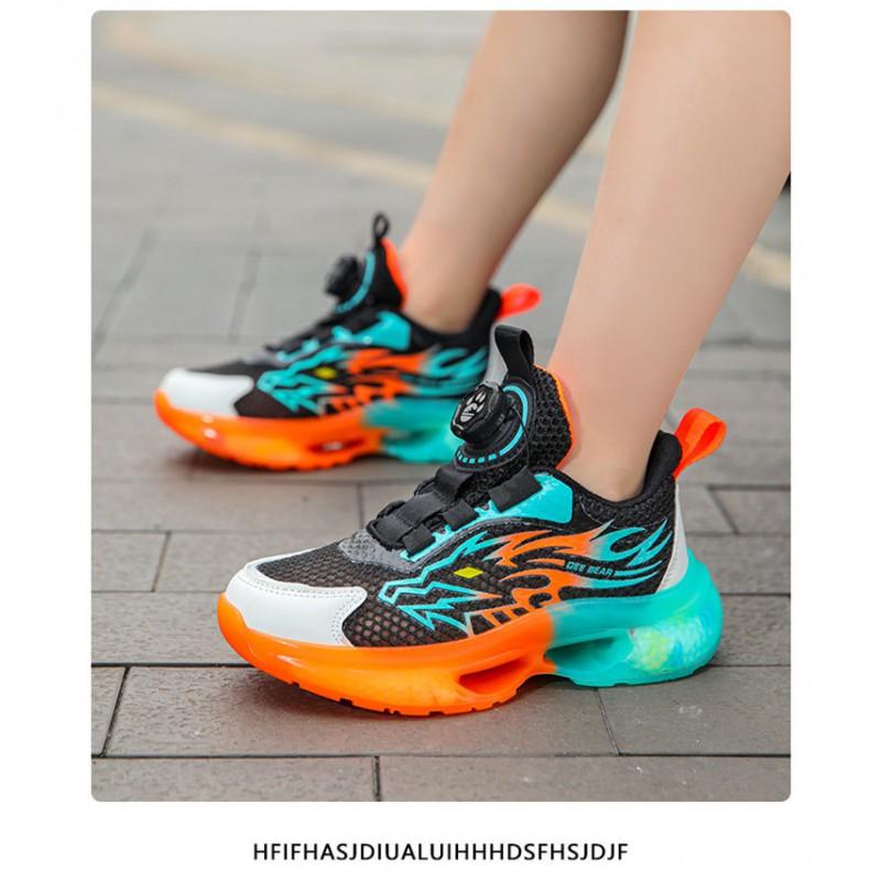 Kids Running Shoes With Rotating Buckle Breathable Mesh Low Top Boys Girls