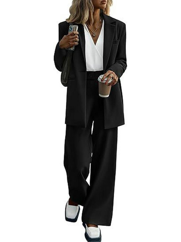 2025 Women's Autumn/Winter Fashion: Elegant Solid Color Suit & Pants Set