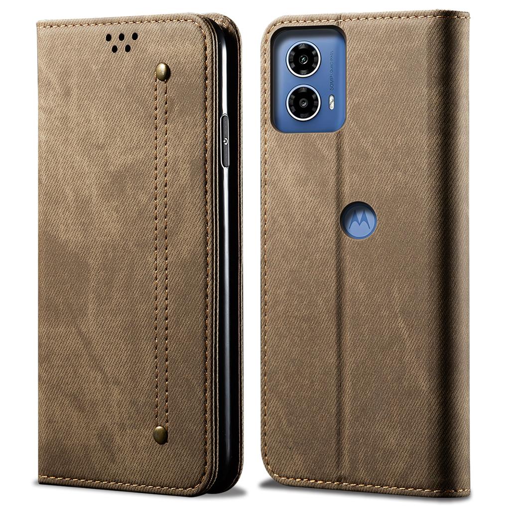 For Motorola Edge 50 Fusion 5G Case Jeans Cloth Texture Leather Magnetic Closure Phone Cover