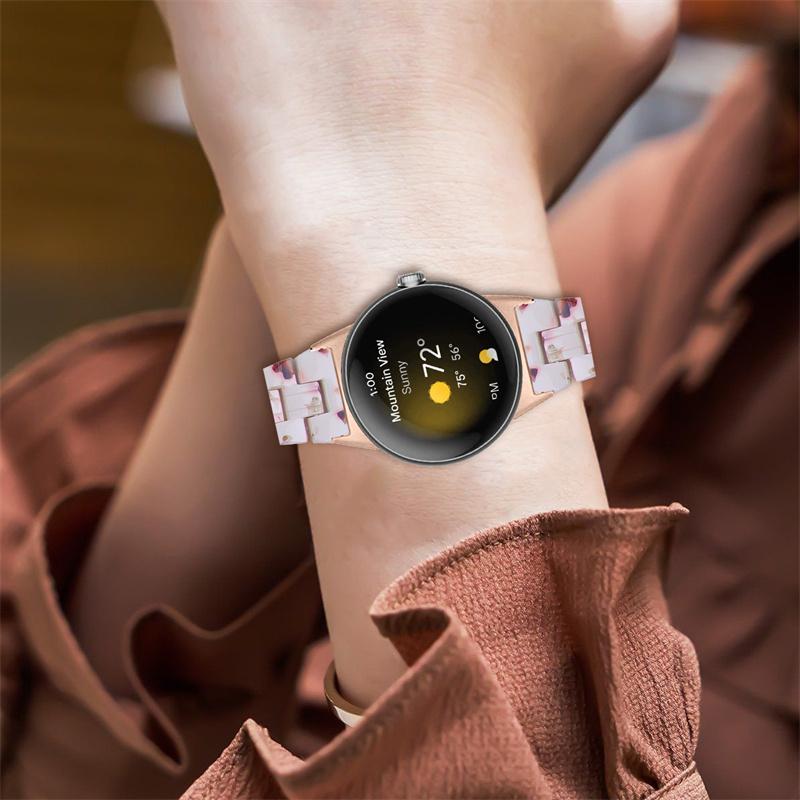 For Google Pixel Watch 2/Pixel Watch Resin Wristband Slim Replacement Bracelet Strap with Stainless Steel Buckle