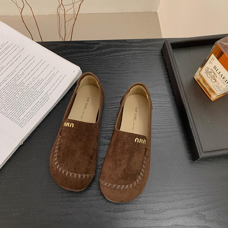 

Туфли-лодочки на одной педали, женские 2025, новая модель, из мягкой кожи, на мягкой подошве, для женщин среднего и пожилого возраста, нескользящие, для широкой стопы, не устают ноги, женская обувь 41 темно-коричневого