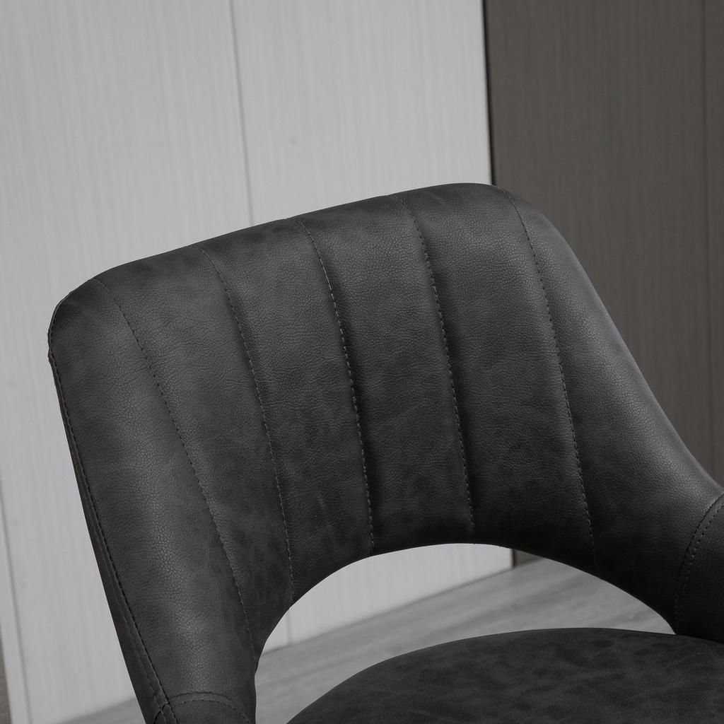Bar Stool Set of 2, Faux Leather Look, Swivel, Height Adjustable, Footrest, Metal Frame, 47 x 52 x 87-109 cm, Grey