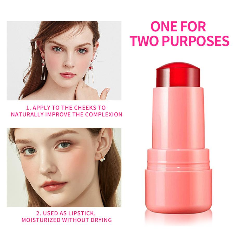 Lápiz labial en barra Jelly Blush Blush para labios y mejillas, de doble uso, de cuatro colores, Q-elastic, con contorno natural, que cambia de color y aclara, dos en uno