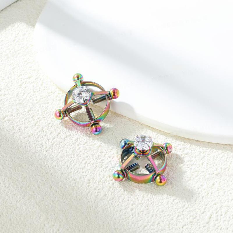 Stainless Steel Fake Nipple Rings For Women Screw Back Non Piercing Clip Nipple Piercing Jewelry
