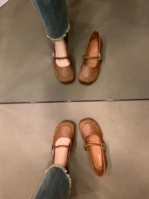 

Красные туфли Мэри Джейн женская обувь весна 2025 новая круглая носочная часть мягкая подошва мягкая поверхность с неглубоким вырезом французские одинарные туфли 40