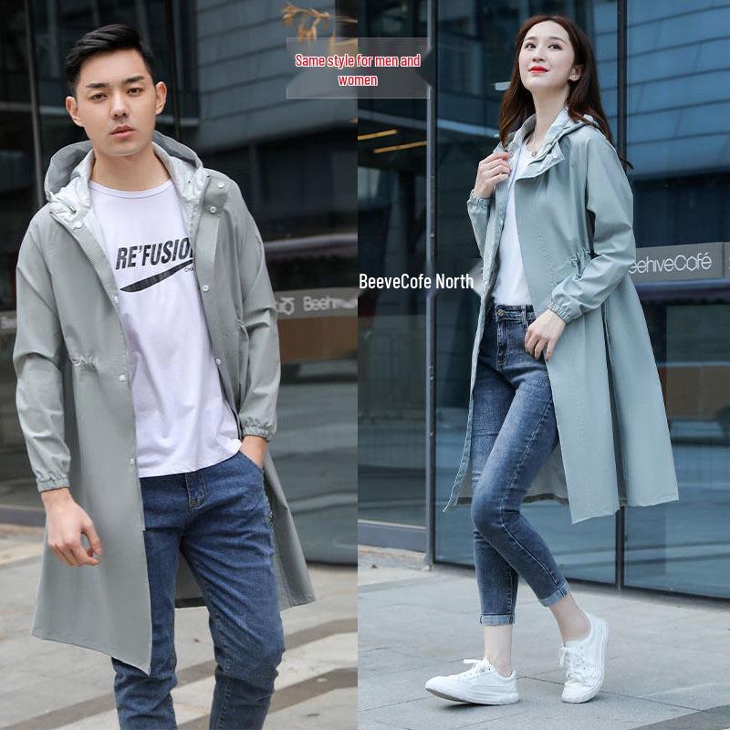 

Korean Style Women s Mid-Length Waist-Hugging Waterproof Windbreaker Raincoat for Electric Vehicles L