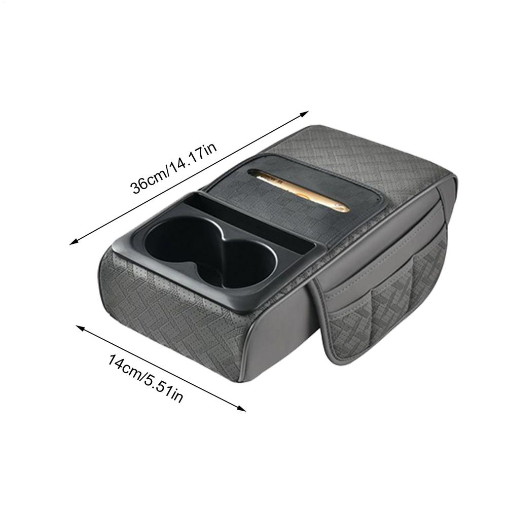 Center Console Organizer Armrest Cushion With Cup Holder Leather Extended Center Console Cushion Pad Car Accessory With Cup