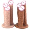 Realistischer dreiköpfiger Silikondildo Vagina G-Punkt mit Sucker Butt Plug Riesendildos weibliches Sexspielzeug Homosexuelles Sexspielzeug