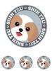 Staring Shih Tzu Gold & White Dog Sticker Gray Back