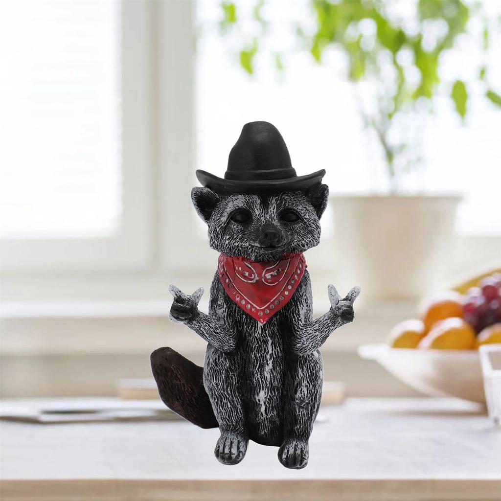 Raccoon Figurine Funny Lifelike Decorative Resin Wild Animal Statue Ornament For Desk Bookshelf Mantelpiece