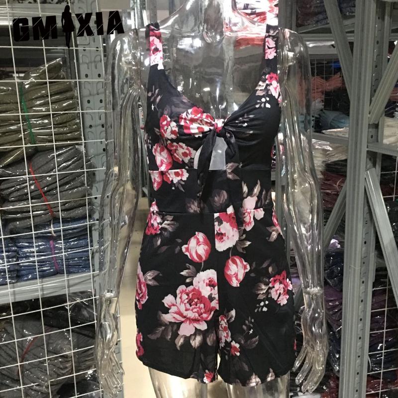 GMXIA Moda damă ocazional imprimeu culoare solidă vară primăvară pantaloni cu bretele fără mâneci Salopete și salopete