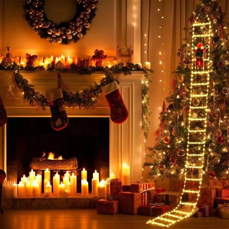 Santa Claus Climbing Ladder Outdoor Christmas Decoration Home Garden Cristmas Tree Ornement New Year Gift Xmas Tree Decor