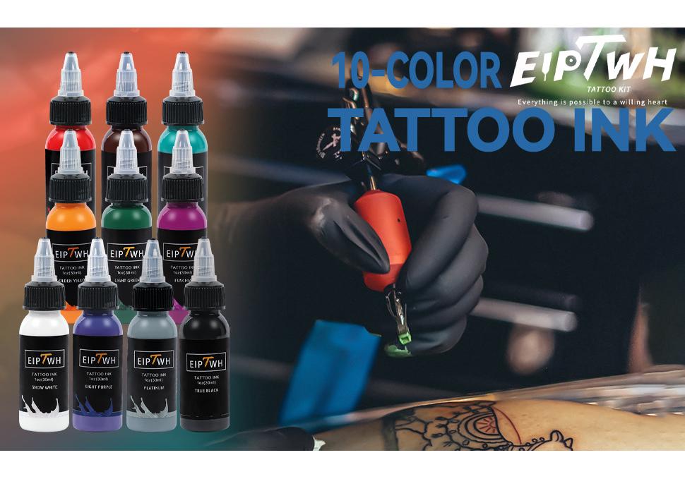 30ML Tattoo Ink - 10 Colors, Vibrant with Fine Particles, Easy to Apply