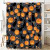 Halloween Pumpkin Cat Black Shower Curtain Halloween Decorative Polyester Bathtub Liner Home Decoration 28x76 Inches