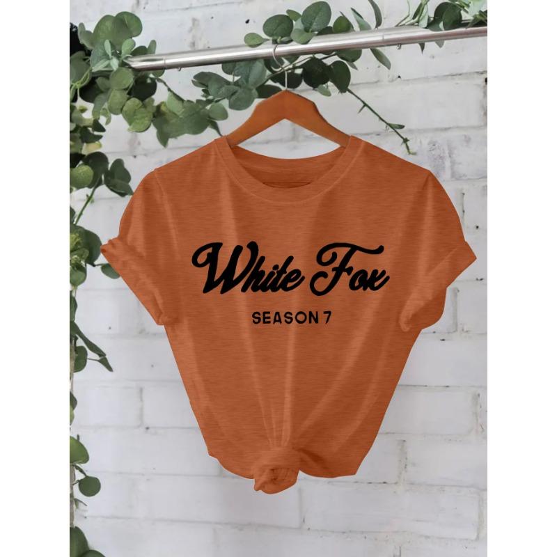 Ny Dam Slogan Tryckt Rundhalsad Lös Kortärmad Casual T-shirt