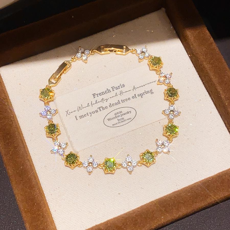 Cui Ji Liu Jin Elegant Colored Zircon Bracelet - Light Luxury, High-end, Versatile Design