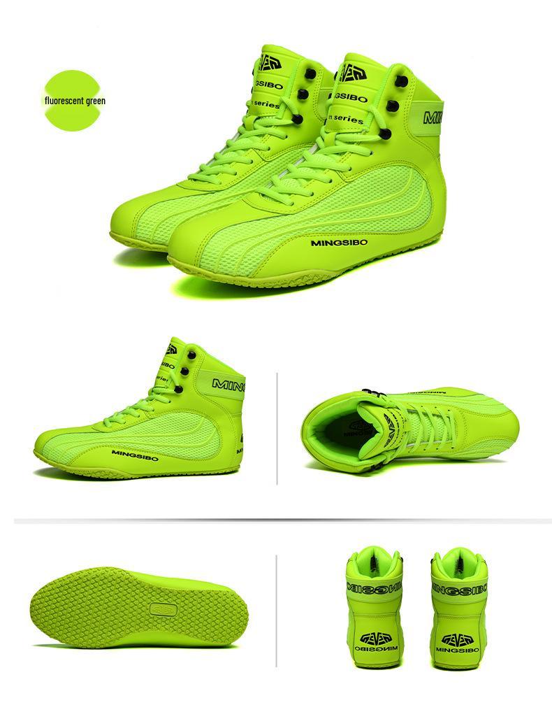 Mingsibo Anti-Slip Squat Shoes for Wrestling, Sanda, and Fitness Training.