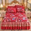 Princess Lace Quilted Bed Spreads Crystal Velvet Bedding Sheets Set King Queen Size Thick Winter Warm Cotton Wedding Bed Cover