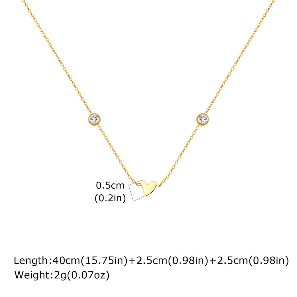 Vnox Small Sweet Love Heart Pendent Necklace, Stainless Steel 1-2 Zircon Minimalist Jewelry For Women Neck Accessories