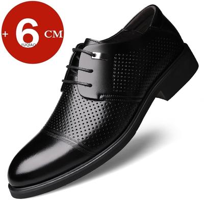 Sommer Hollow Schuhe mit Höhenerhöhung Herren Elevator Schuhe 6CM Unsichtbare Einlegesohle für Täglich Hochzeit Büro Lederschuhe Mann Größer