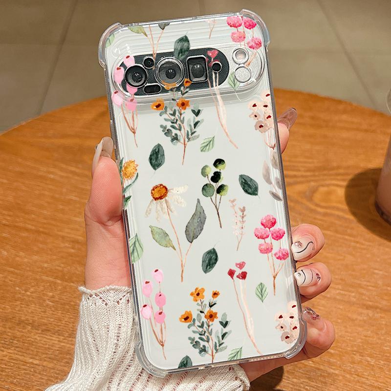 Little Flowers Printed TPU Phone Case For Google Pixel 9 Pro Pixel 9 Pro XL Soft Silicone Transparent Cover For Google Pixel 9A Google Pixel 9