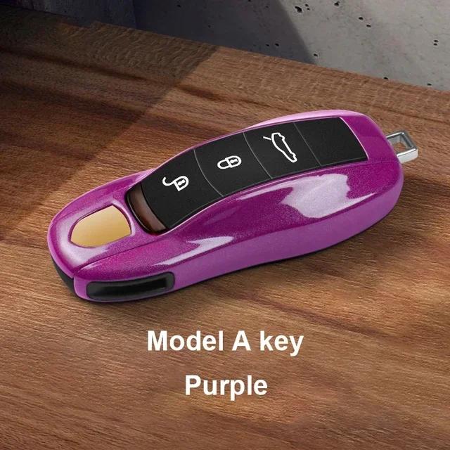 AABKV1 Solid Color ABS Car Key Case Cover Accessories For Porsche Panamera 2017 Cayenne 2018 2019 911 2020 2021 2022 2023 2024 Taycan