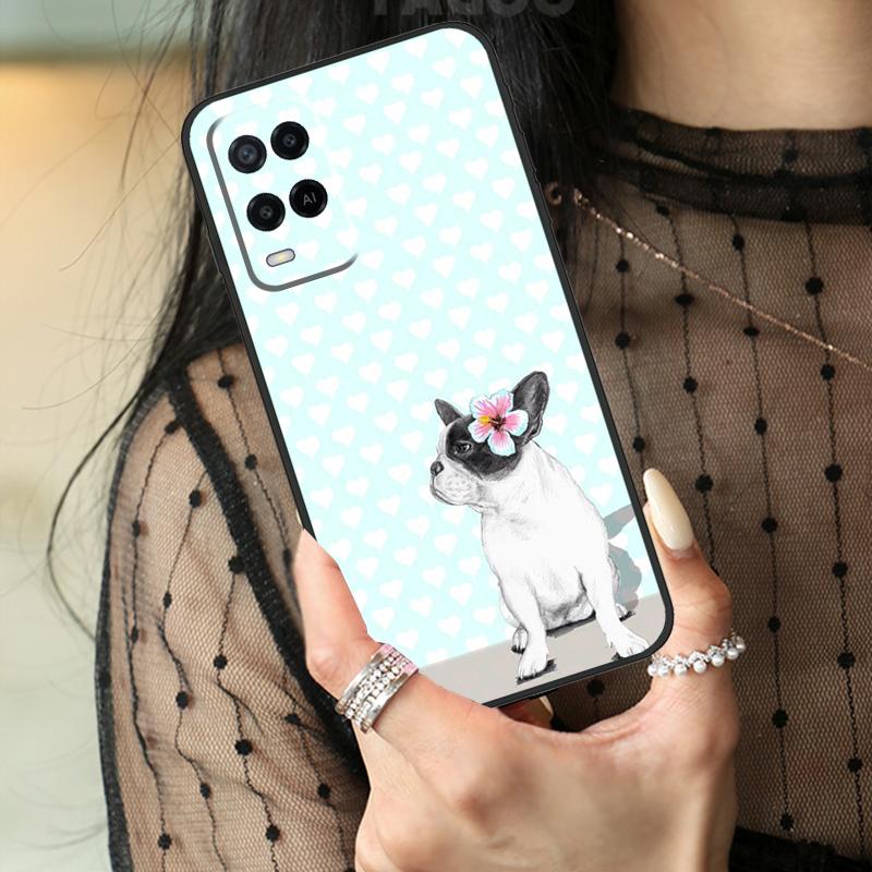 French Bulldog Case For Oppo A16 A76 A96 A17 A18 A60 A80 A40 A38 A58 A78 A98 A94 A74 A54 A15 A57 A77 A5 Pro