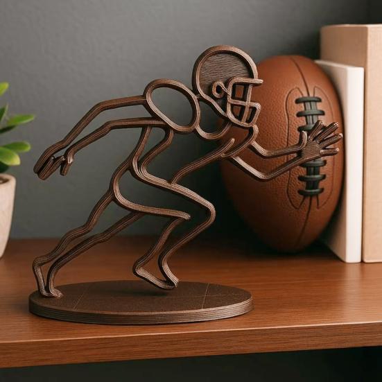 Football Player Ornament Minimalist Line Rugby Player Figurine Collectible Home Office Desktop Decoration Gift for Football Enthusiasts