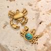 18K Stainless Steel Crab Pendant Necklace with Blue Turquoise for Women - Ocean Series DIY Jewelry Making