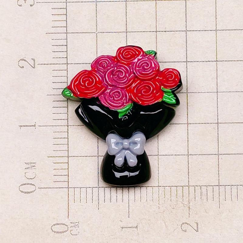 

10Pcs Latest Bright Black Valentine S Day Roses Series Flat Back Animation Scrapbook Figurine Diy Bow Decoration Accessories Crafts A126