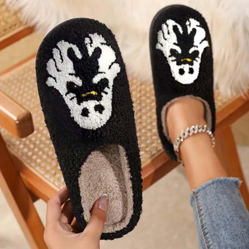 Fashion Women Black Cat Slippers Men Cartoon Home Black Dog Floor Sandals Couples Indoor Slippers Adults Warm Non-slip Shoes Halloween