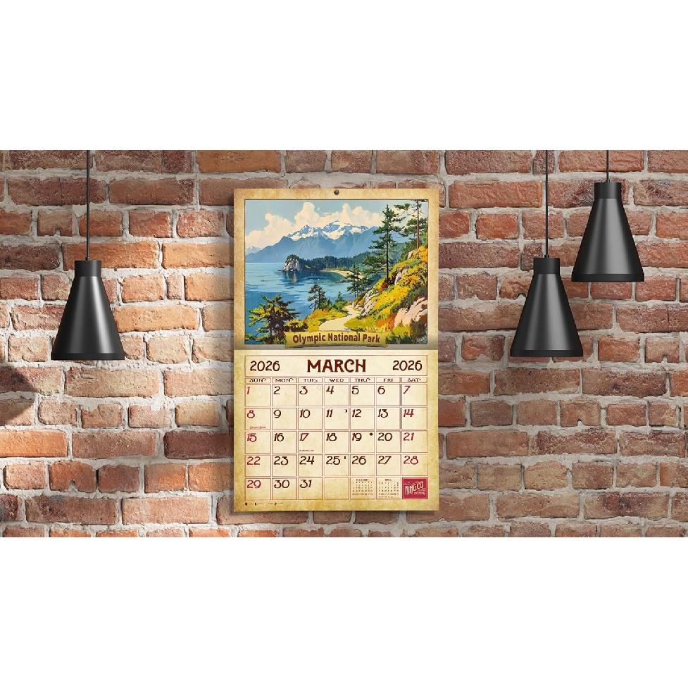 2026 Vintage National Parks Wall Calendar 16-Month X-Large Size 14x22, Retro-Classic Calendar by The KING Company-Monster Calendars