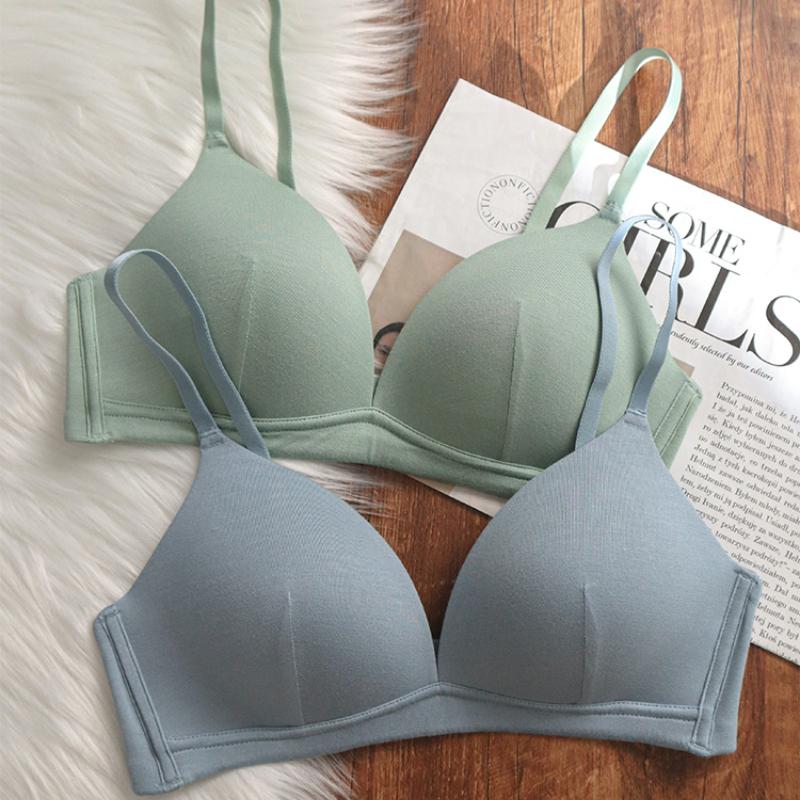 New Seamless Women's Underwear Sexy Deep V Push Up Bra Wireless Caramel Color Lingerie Adjustable Strap Comfort Brassiere
