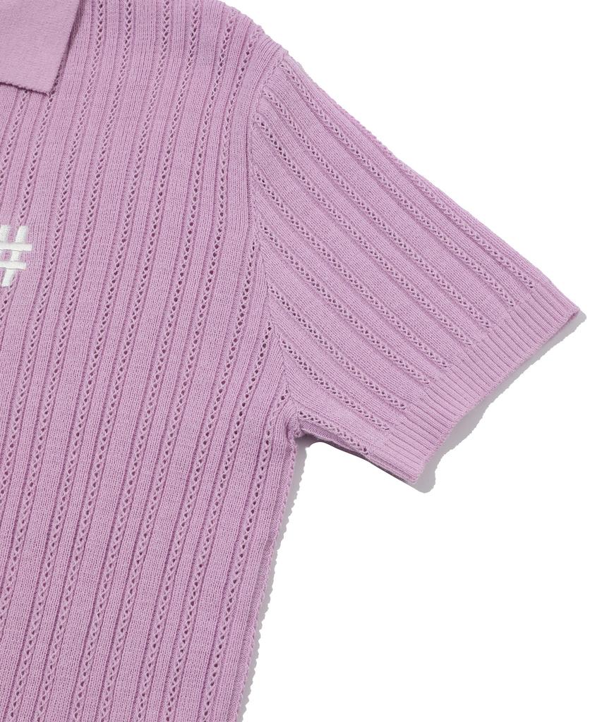 BEENTRILL NEWYORK Women'S Short Sleeve Cable Collar Comfort Fit Knit (Light Pink)