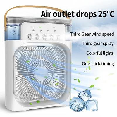 Portable Humidifier Fan Air Conditioners USB Electric Fan LED Night Light Water Mist Fun 3 In 1 Air Cooler Humidifie for Home