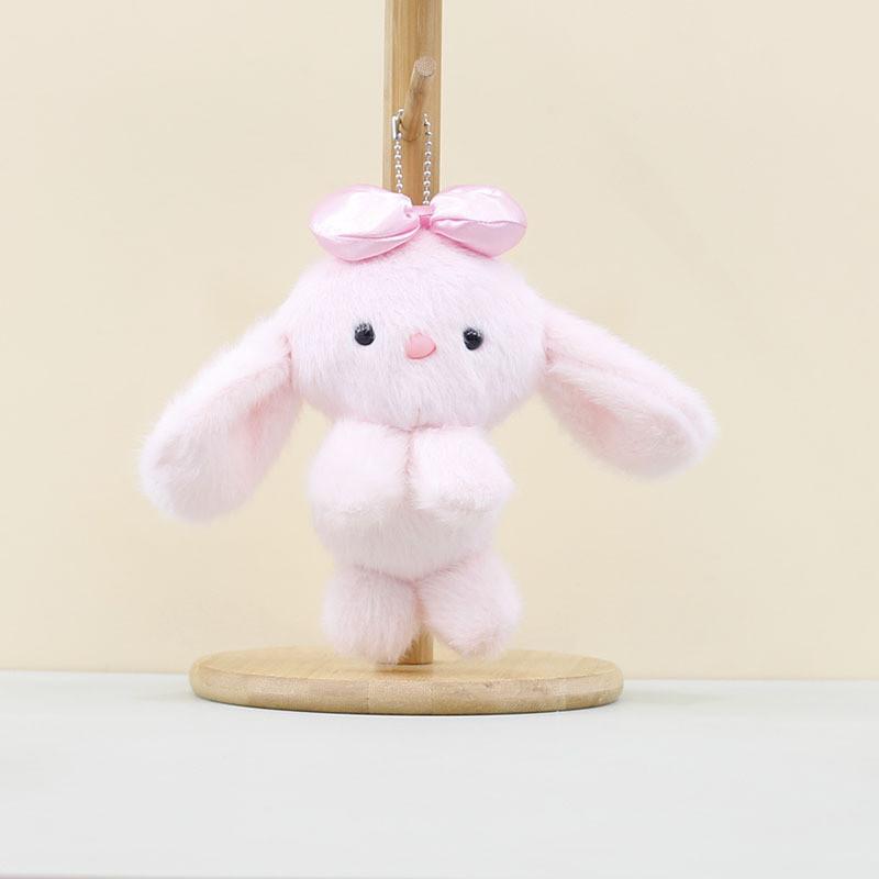 Playful Plush Bunny Keychain Doll Soft Toy With Bow In Beautiful Colors For All Ages