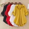 Women's Loose Fit Mid-Length Chiffon Shirt - 2022 Trendy Summer Short-Sleeved Slim Waist, Plus Size Available