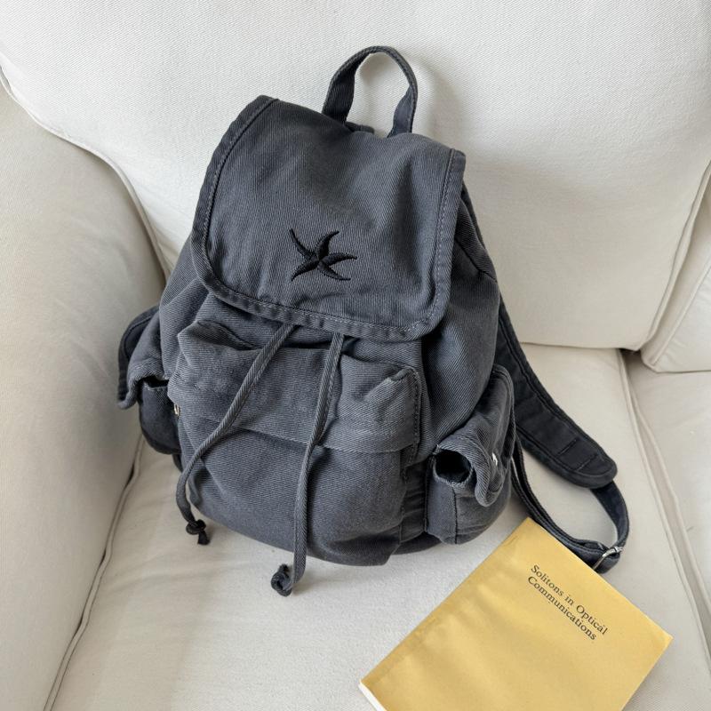 

Casual simple handbag bag women s 2025 new large-capacity canvas backpack student schoolbag one piece серый