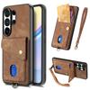 Zipper Magnetic Carbon Fibrer Cards Solt Wallet Phone Case For Samsung S26 S25FE Ultra S24 Plus S23 S22 S21 Kickstand Flip Cover