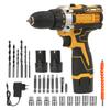 Cordless Lithium Electric Drill Electric Screwdriver Portable Multifunctional Hand Electric Drill Power Tool Set with 2 Battery