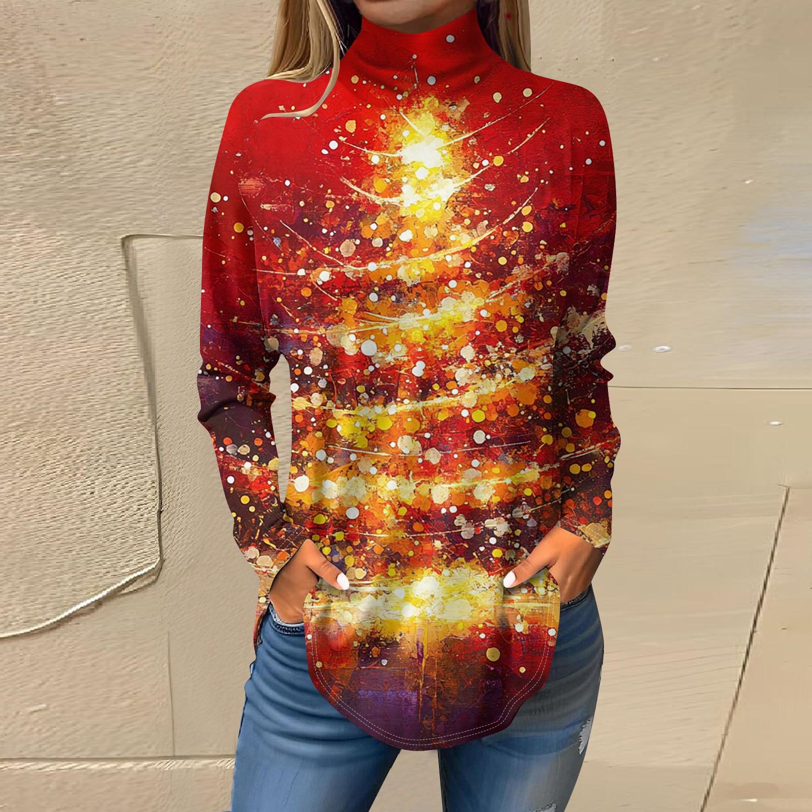 

Футболки для женщин, осенние повседневные рубашки с длинными рукавами, толстовка с винтажным принтом, топ с высоким воротом, пуловер XL золотой