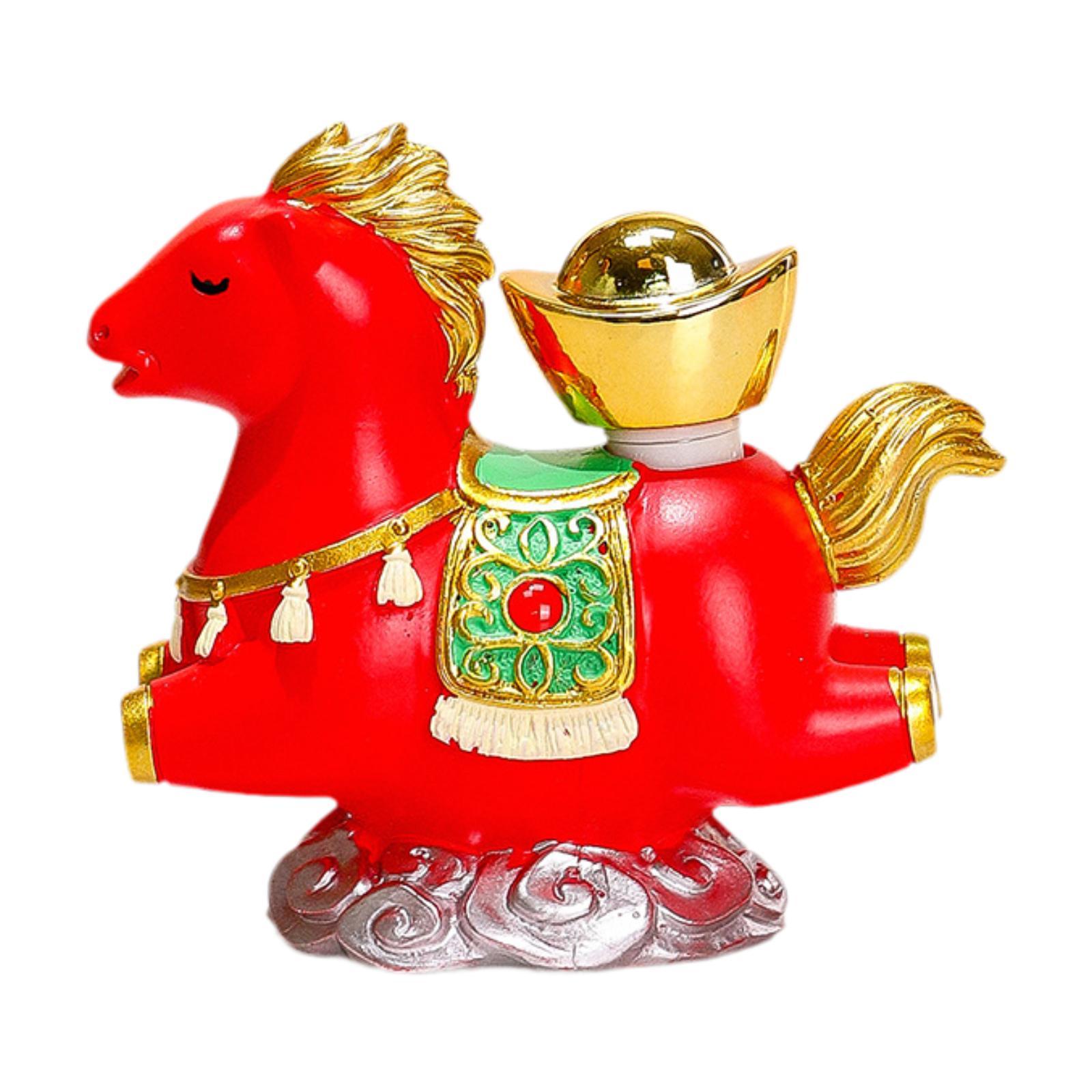 

Miniature Horse Figurine Resin Ornament Feng Shui Decorative Accessory Luxury Home Room Tabletop Decor