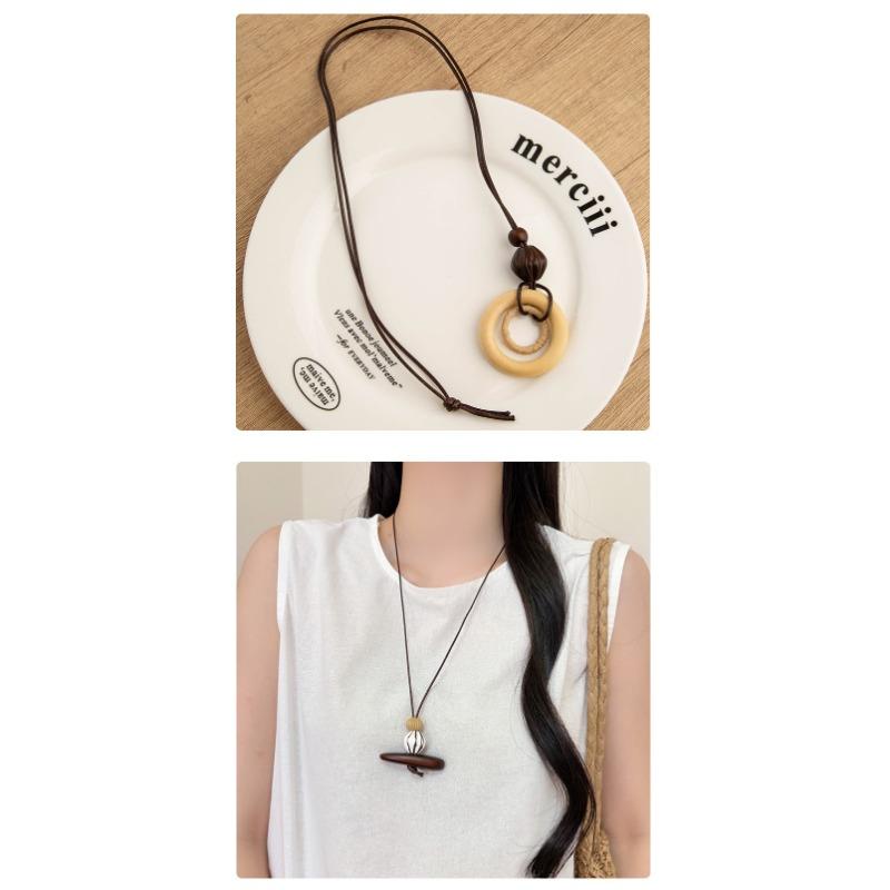 Vintage New Chinese Style Irregular Pendant Long Clavicle Chain Necklace For Women
