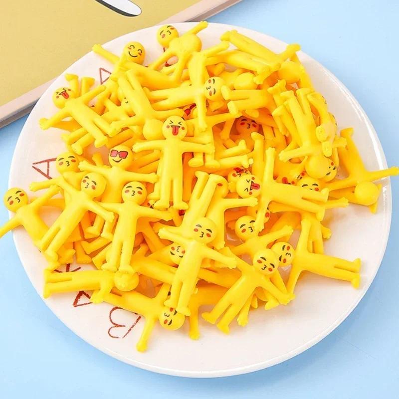 Cute Mini Monster Pull Toy Soft Yellow Plastic Stress Relief Fidget Kids Birthday Party Supplies Pinata Filler Gift Favors
