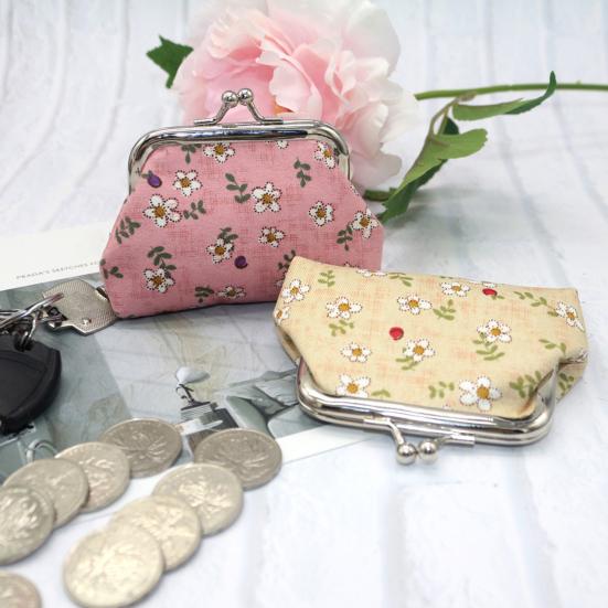 Cute Floral Coin Purse, Vintage Kiss-lock Change Pouch, Mini Coin Wallet Trinkets Storage Pouch for Coins, Cash, Cards