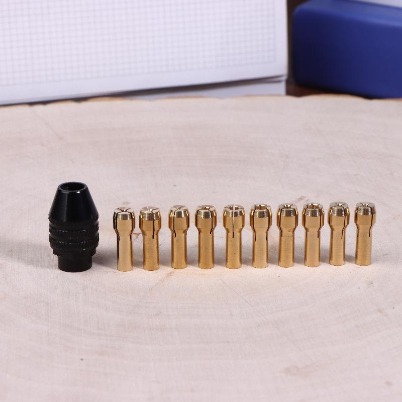 11Pcs/Lot Mini Drill Brass Collet Chuck For Rotary Tool 0.5-3.2Mm Brass And Nut For Accessories Set