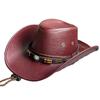 Solid Color Western Cowboy Hats Faux Leather Jazz Cap Casual Cowgirl Cap  Unisex